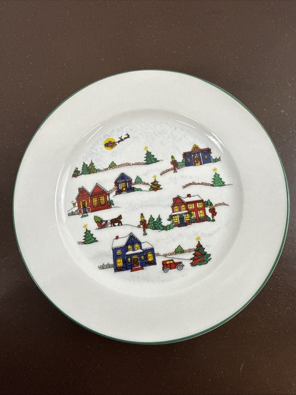 Cooks Club Falls Church 8" Salad Plates Set/6 Christmas Village VTG